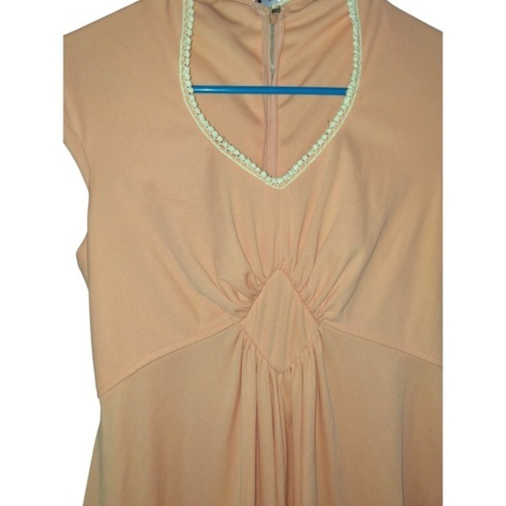 Handmade Vintage Quintessential 70s peach empire maxi dress Size S - Picture 3 of 6